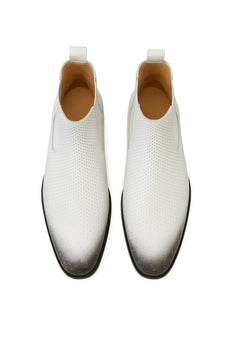 Men's Faded White Vestigium Boots Genuine Ostrich Chelsea Boots - Image 5
