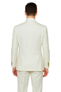 Off White - Ivory - Cream Color White Double Breasted Stylish Peaked Lapel Men Suits