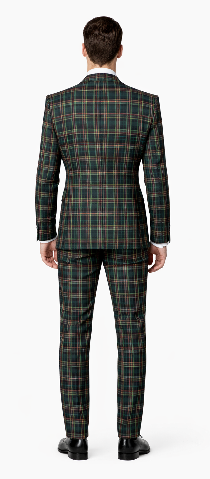 Suits With Baggy Pleated Pants - Wide Leg Pants 100% Wool - Classic Fit in Green Color by Rossiman