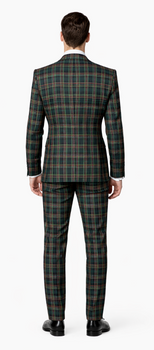 Suits With Baggy Pleated Pants - Wide Leg Pants 100% Wool - Classic Fit in Green Color by Rossiman