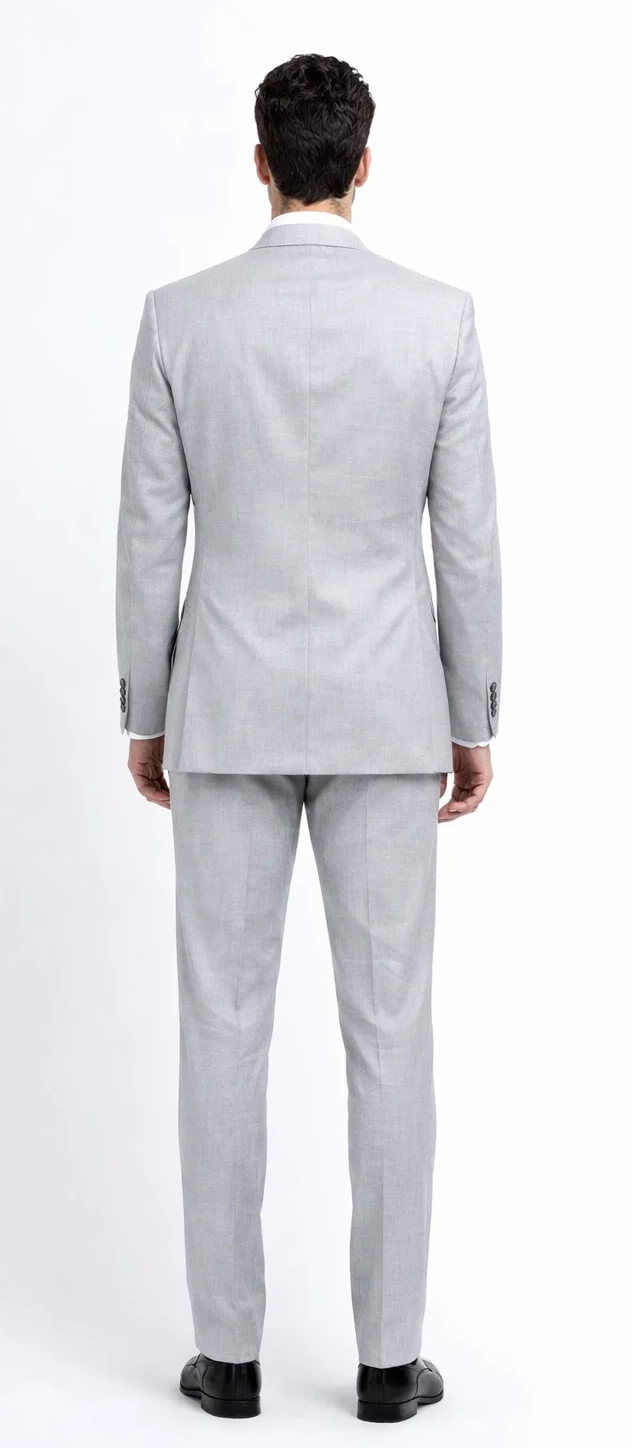 Suits With Baggy Pleated Pants - Wide Leg Pants 100% Wool - Classic Fit in Grey Color by Rossiman
