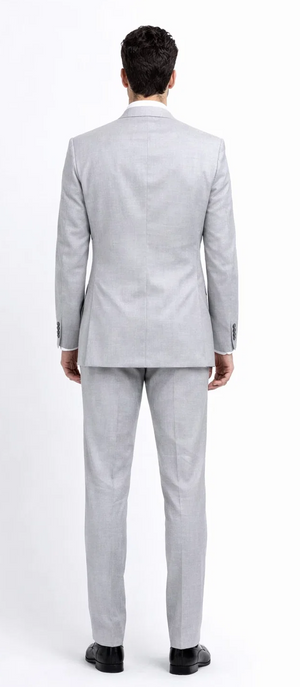 Suits With Baggy Pleated Pants - Wide Leg Pants 100% Wool - Classic Fit in Grey Color by Rossiman