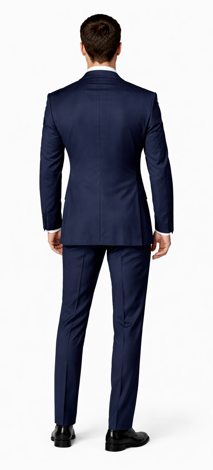 Suits With Baggy Pleated Pants - Wide Leg Pants Wool Suit - Classic Fit in Navy Color by Rossiman