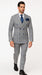Suits With Baggy Pleated Pants - Wide Leg Pants 100% Wool - Classic Fit in Color Grey with Blue Plaid by Rossiman