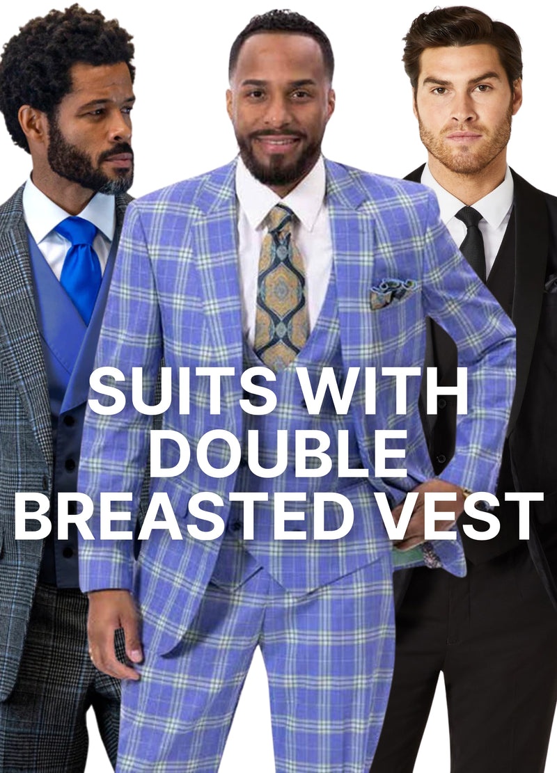 Suits with doublebreasted vest