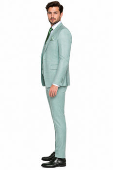 Tiglio Rosso Suit  - Classic Fit Athletic Cut 100% Wool Super 150s Italian Fabric Peak Lapel in Color Mint Green