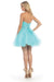 Quince Dama Dresses - Short Quinceanera Dresses in Color Aqua