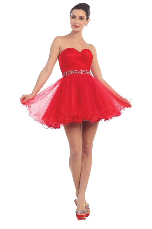 Quince Dama Dresses - Short Quinceanera Dresses in Color Red