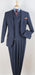 Mens Suit With Pleated Pants - Semi Wide Leg 100% Wool Super 150's Big Peak Lapel Classic Fit Athletic Cut With Double breasted Vest in Dusty Blue