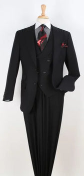 Apollo King Men’s 3-Piece 100% Wool Suit – Fashion V-Taper Vest Design
