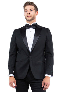 Mens Black Blazer - Men's Modern Fit One Button Peak Lapel Tuxedo Separates Jacket in Black