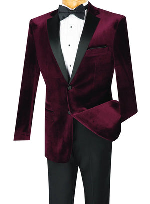 Men's Slim Fit Velvet Tuxedo 2 Piece in Black