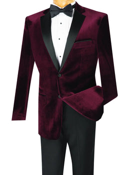 Men's Slim Fit Velvet Tuxedo 2 Piece in Black