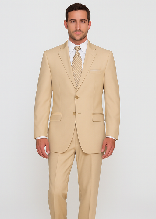 Tan Big and Tall Linen Suit