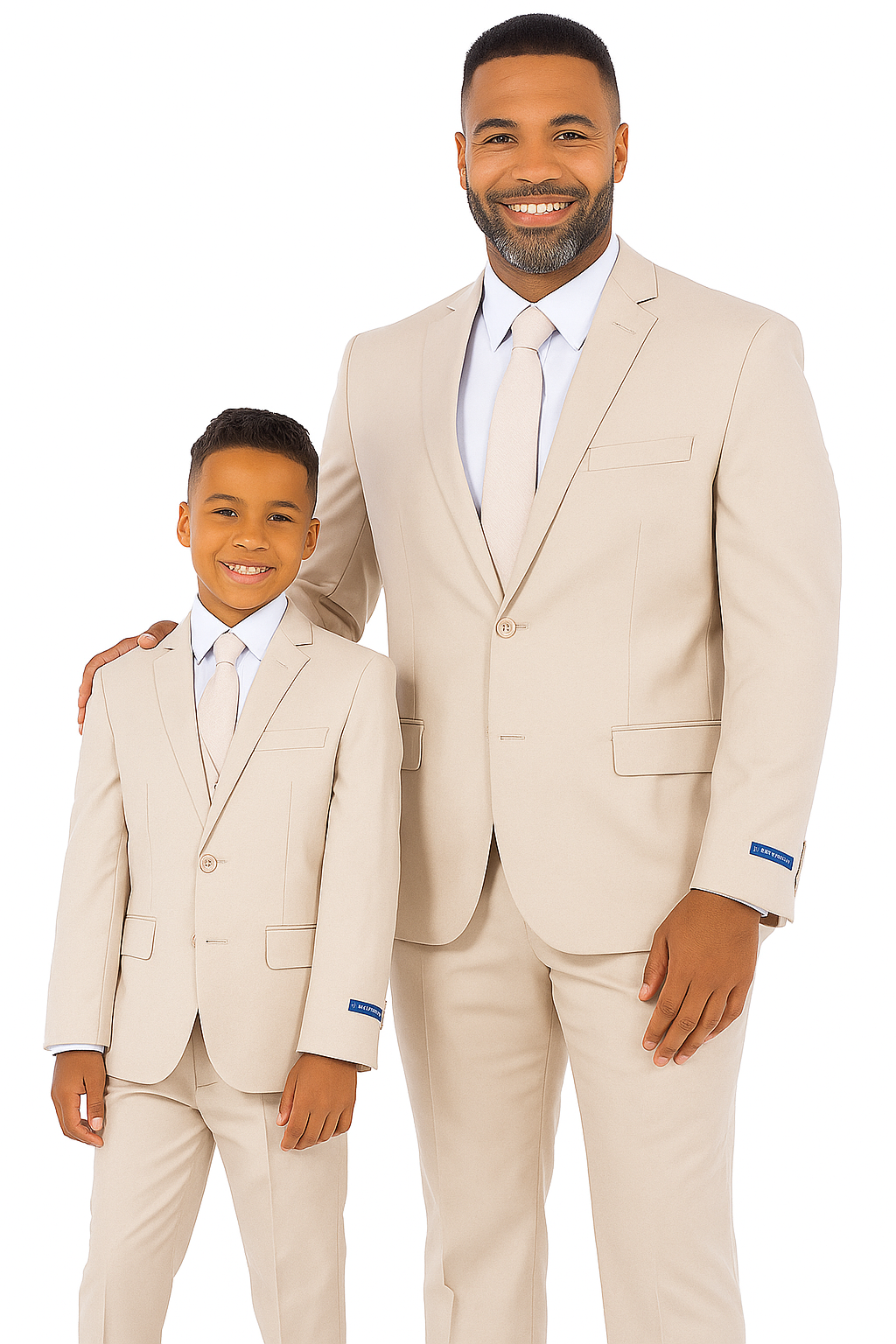 Father and Son Suits - Tan Boys Suit Perry Ellis Vested Boy's Wedding Suit in Tan