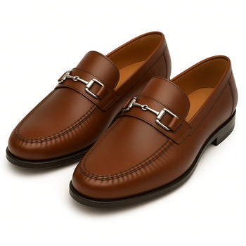 Mens Mezlan Brussels Metal Ornament Calfskin Loafer Dress Shoe in Tan - Image 8