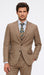 Tan Plaid Suit - Vested Suit - 3 Piece Suits - Peak Lapel Suits - Windowpane Suit - 2 Button