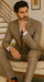 Tan Plaid Suit - Vested Suit - 3 Piece Suits - Peak Lapel Suits - Windowpane Suit - 2 Button