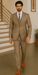 Tan Plaid Suit - Vested Suit - 3 Piece Suits - Peak Lapel Suits - Windowpane Suit - 2 Button
