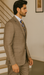 Tan Plaid Suit - Vested Suit - 3 Piece Suits - Peak Lapel Suits - Windowpane Suit - 2 Button