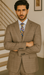 Tan Plaid Suit - Vested Suit - 3 Piece Suits - Peak Lapel Suits - Windowpane Suit - 2 Button
