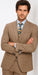Tan Plaid Suit - Vested Suit - 3 Piece Suits - Peak Lapel Suits - Windowpane Suit - 2 Button