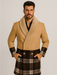 Tan Plaid Wool Overcoat for Men – Stylish Winter Peacoat