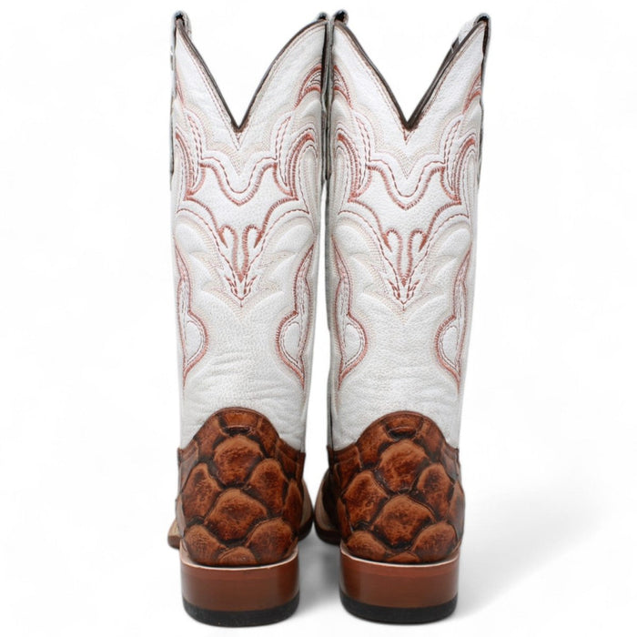 Tanner Mark Women's Pistol Print Monster Fish Square Toe Boots Cognac