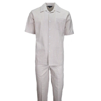 Tan Seersucker 2pc Set