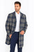 Mens Plaid Overcoat - Plaid Topcoats - Gray Carcoat