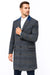 Mens Plaid Overcoat - Plaid and Cashmere Topcoats - Gray Carcoat