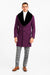 Mens Purple Overcoat With Fur Collar - Purple Topcoat