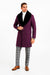 Mens Purple Overcoat With Fur Collar - Purple Topcoat