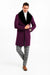 Mens Purple Overcoat With Fur Collar - Purple Topcoat