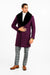 Mens Purple Overcoat With Fur Collar - Purple Topcoat