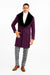 Mens Purple Overcoat With Fur Collar - Purple Topcoat