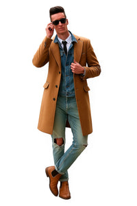 Men's Dress Coat 3 Button Copper ~ Rust ~ Cognac Dark Orange Wool Overcoat