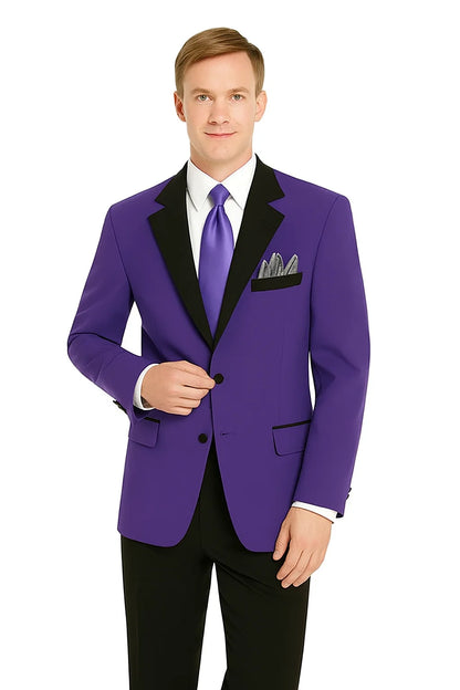 Men'S Purple 2 Button Black Collar Jacket Tuxedo - Image 2