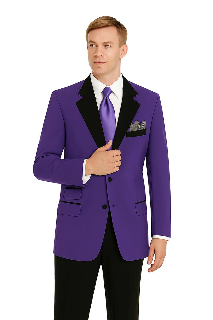 Men'S Purple 2 Button Black Collar Jacket Tuxedo - Image 3