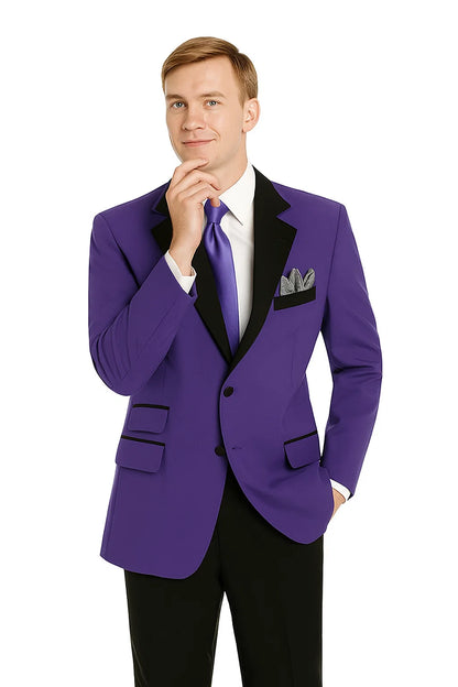 Men'S Purple 2 Button Black Collar Jacket Tuxedo - Image 6
