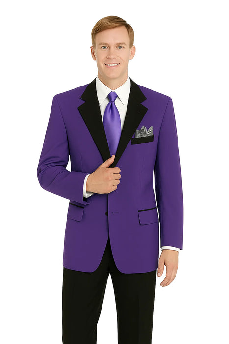 Men'S Purple 2 Button Black Collar Jacket Tuxedo