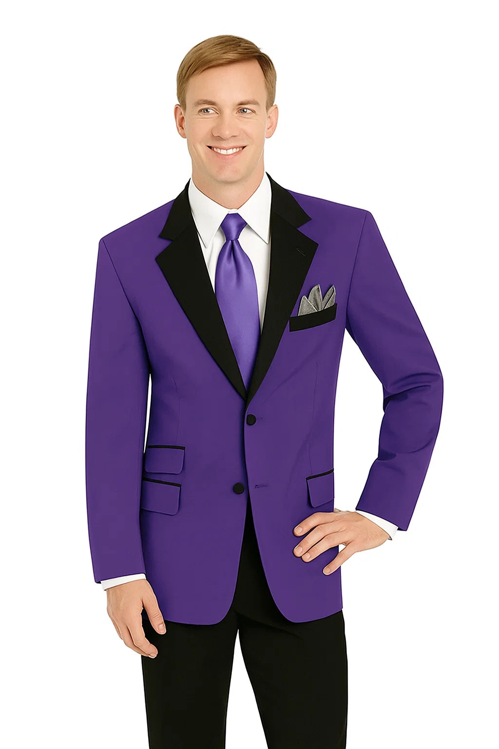 Men'S Purple 2 Button Black Collar Jacket Tuxedo - Image 8
