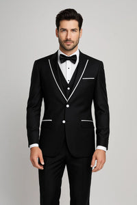 Men'S Designed Black Two Button Tuxedos