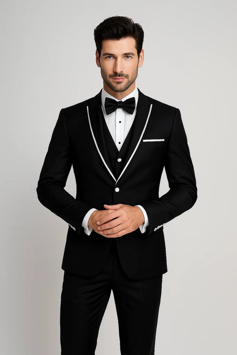 Men'S Designed Black Two Button Tuxedos