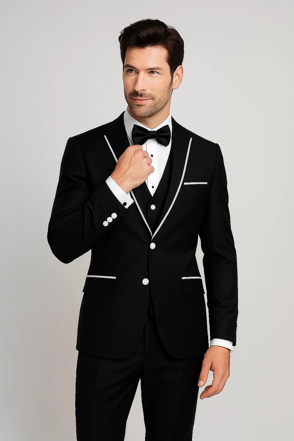 Men'S Designed Black Two Button Tuxedos - Image 6