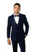 Mens Wool One Button Modern Fit Shawl Prom Tuxedo in Navy