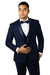 Mens Wool One Button Modern Fit Shawl Prom Tuxedo in Navy