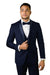 Mens Wool One Button Modern Fit Shawl Prom Tuxedo in Navy