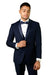 Mens Wool One Button Modern Fit Shawl Prom Tuxedo in Navy
