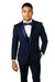 Mens Wool One Button Modern Fit Shawl Prom Tuxedo in Navy